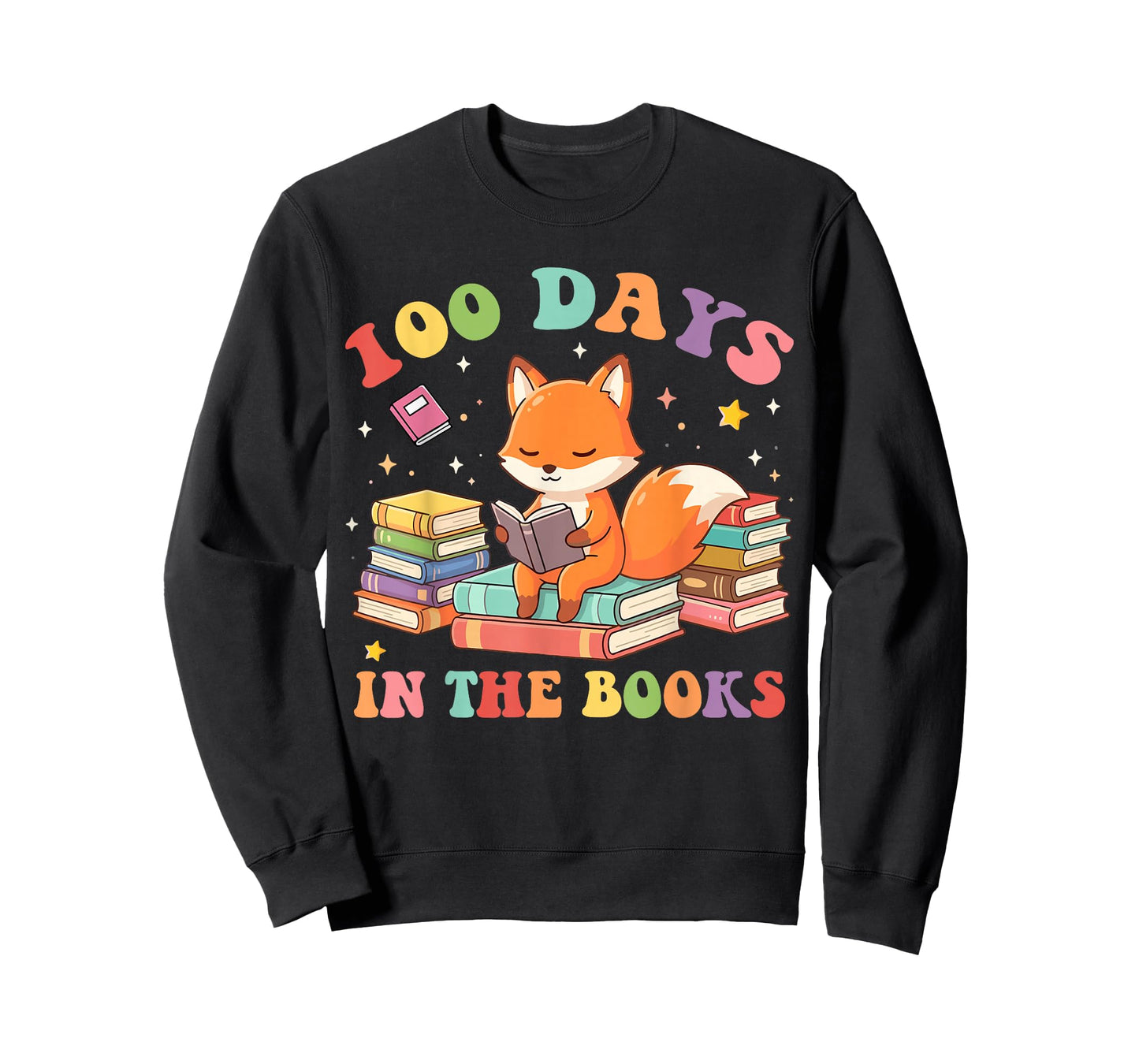 100 Days in The Books Fox Reading 100th Day of School T-Shirt