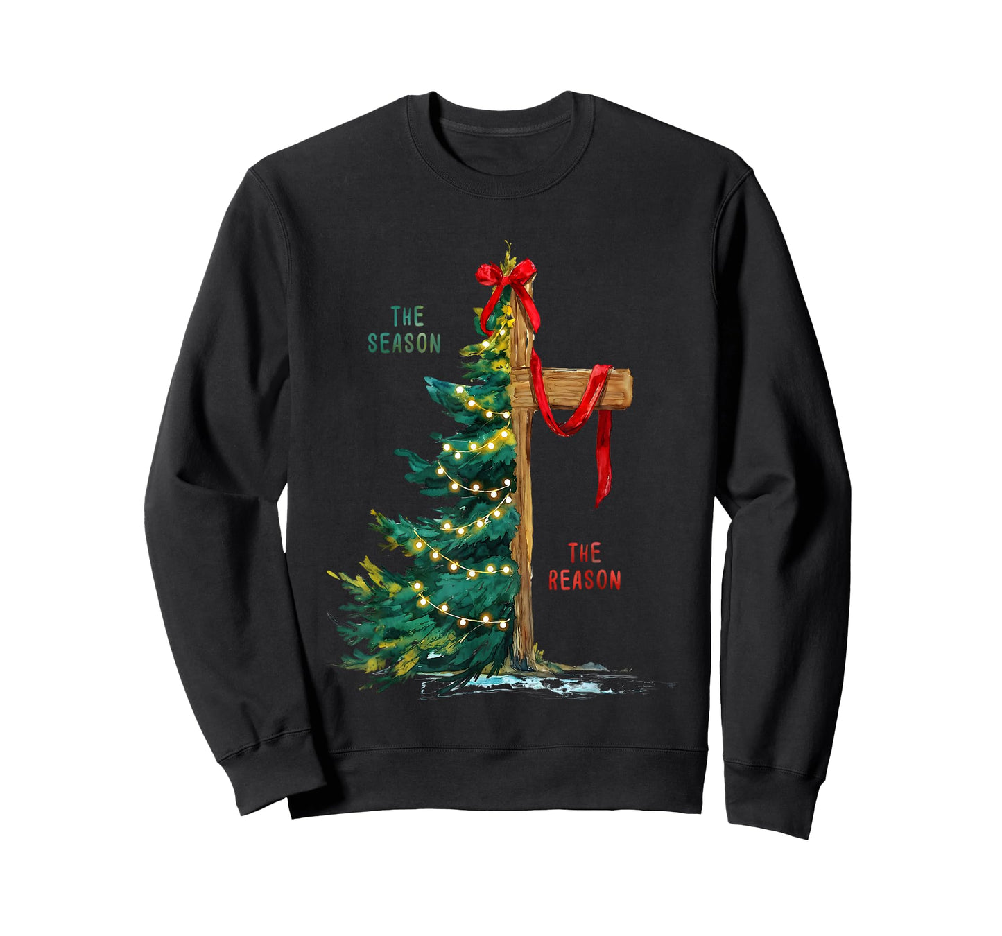 Christmas Tree The Season Jesus Cross The Reason T-Shirt