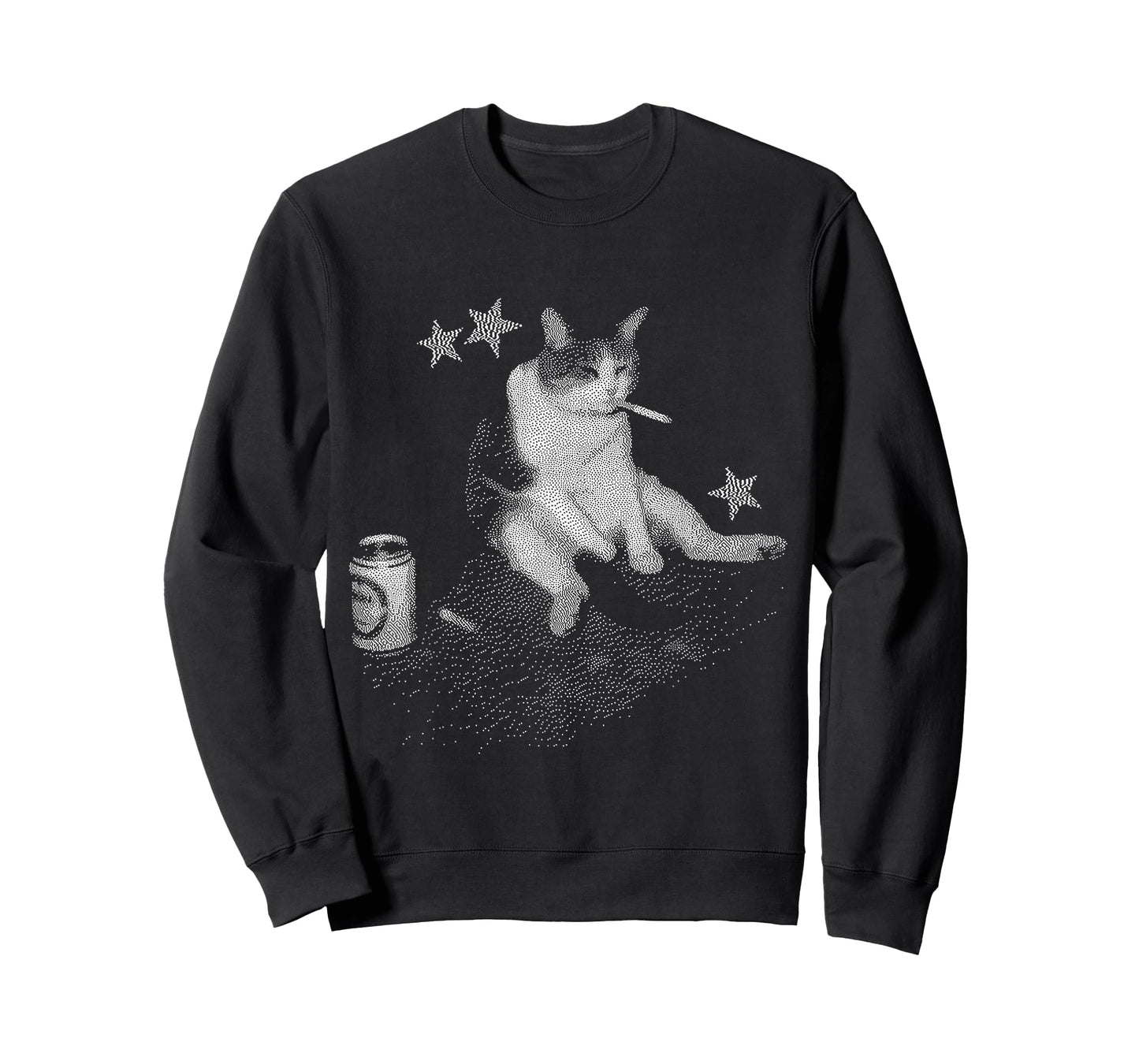 Smoking Cat Meme for Men and Women Funny Dither Graphic T-Shirt