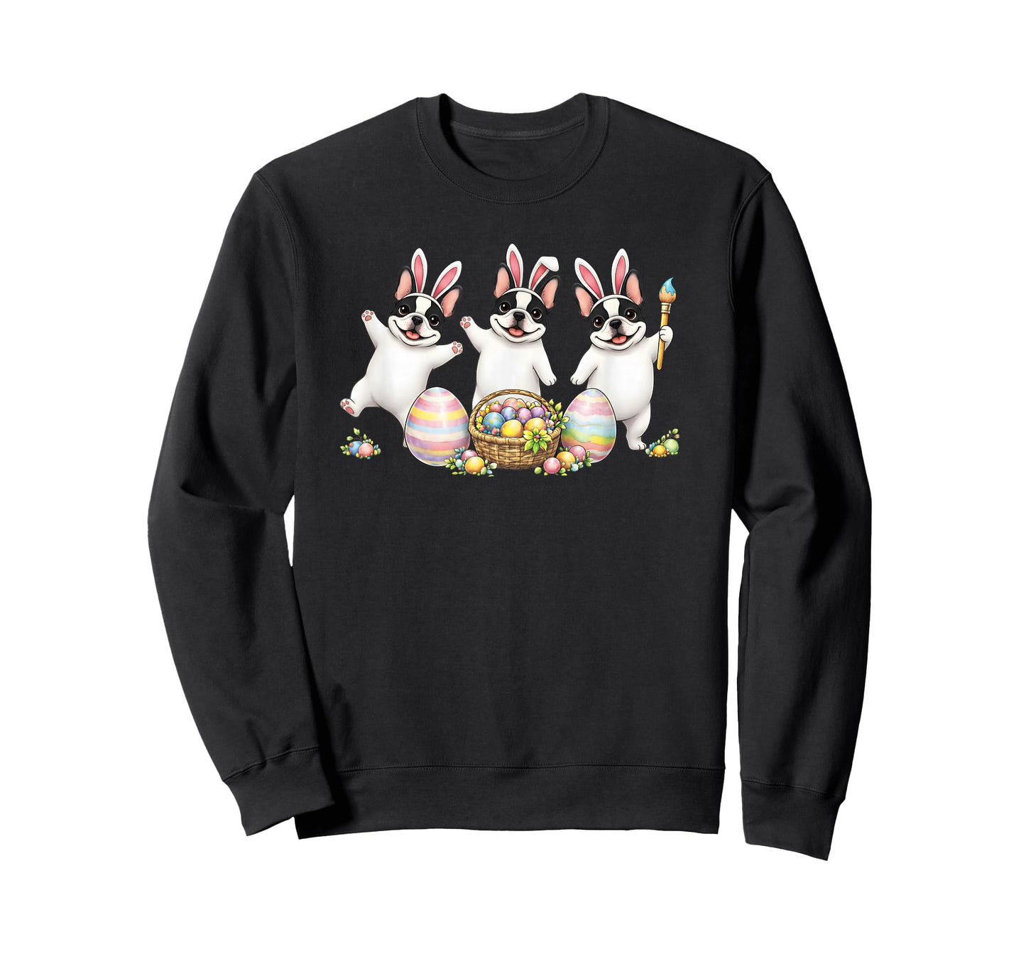 Cute Easter French Bulldog Bunny Ears Eggs Kawaii Dancing T-Shirt