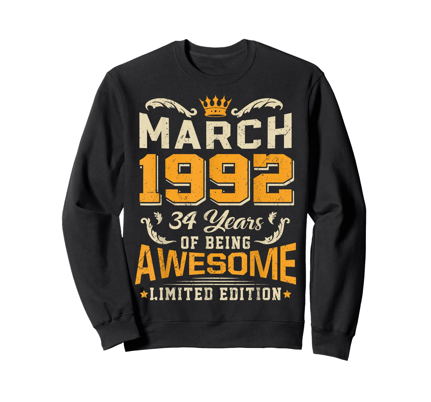 March 1992 Vintage 34 Years Awesome 34th Birthday Mar T-Shirt