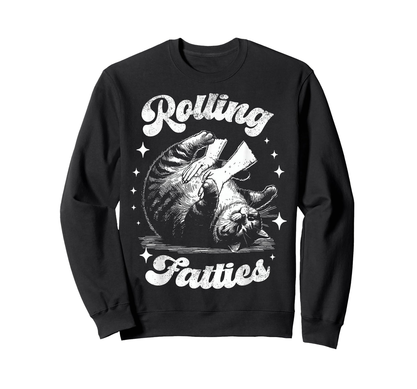 Retro Funny Rolling Fatties Vintage Sarcastic Cat Meme T-Shirt