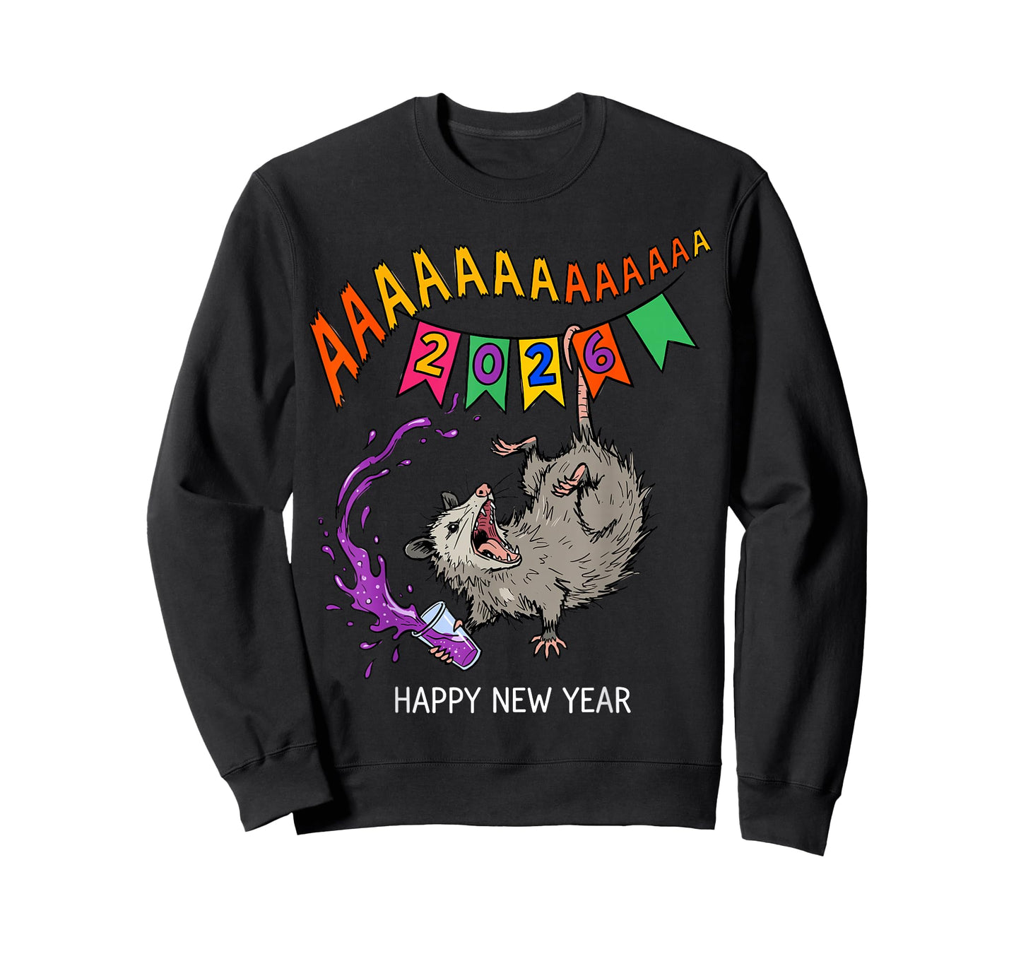 Screaming Opossum 2026 Chaotic New Year T-Shirt