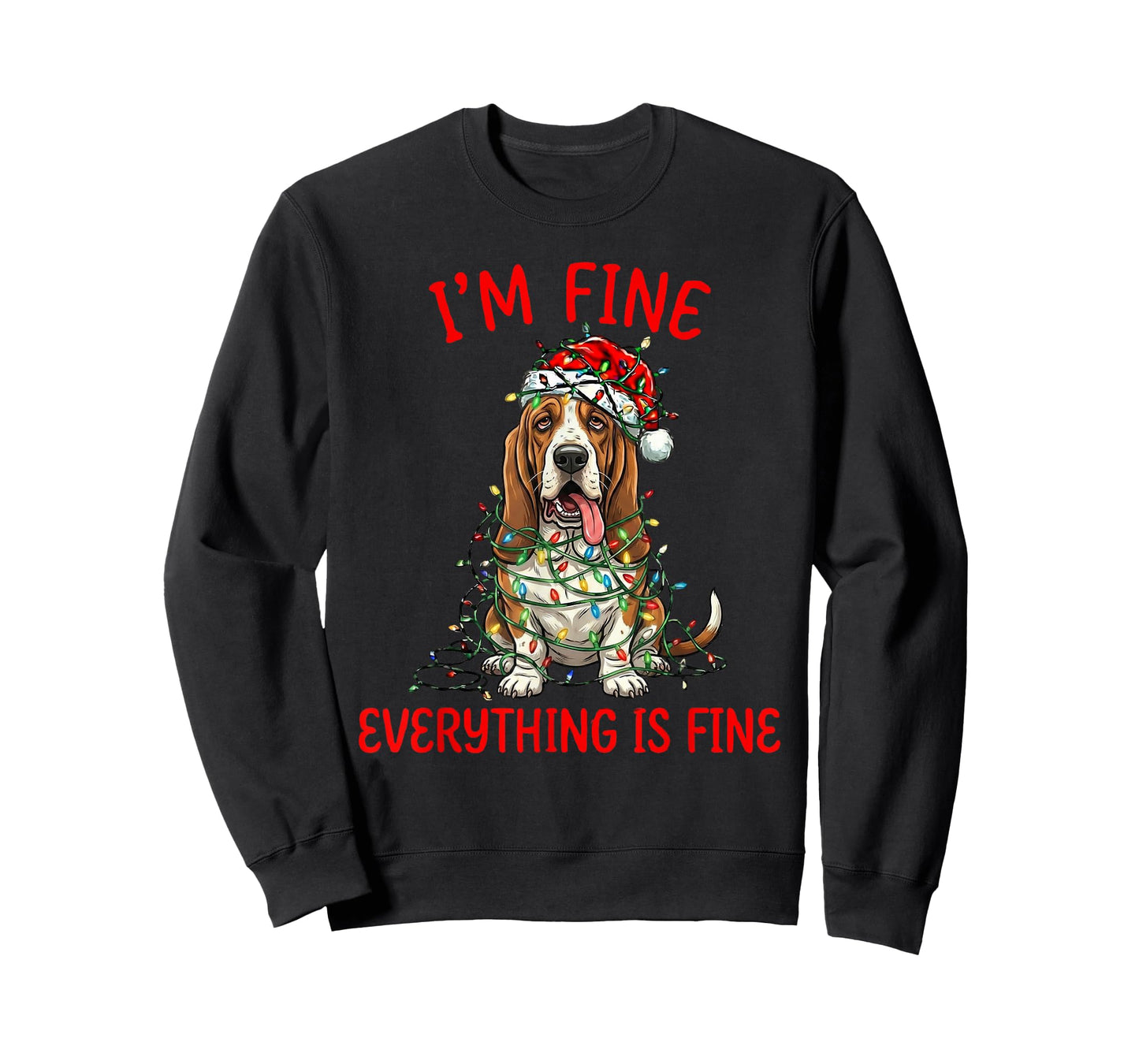 Basset Hound Dog Christmas I'm Fine Everything is Fine T-Shirt