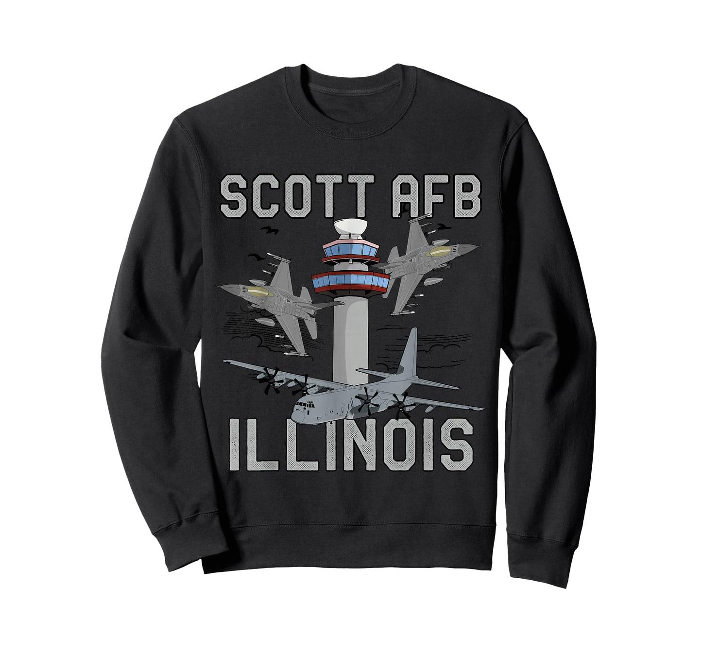 Scott AFB Illinois Air Force Base Fighter Jets Vintage Tee T-Shirt