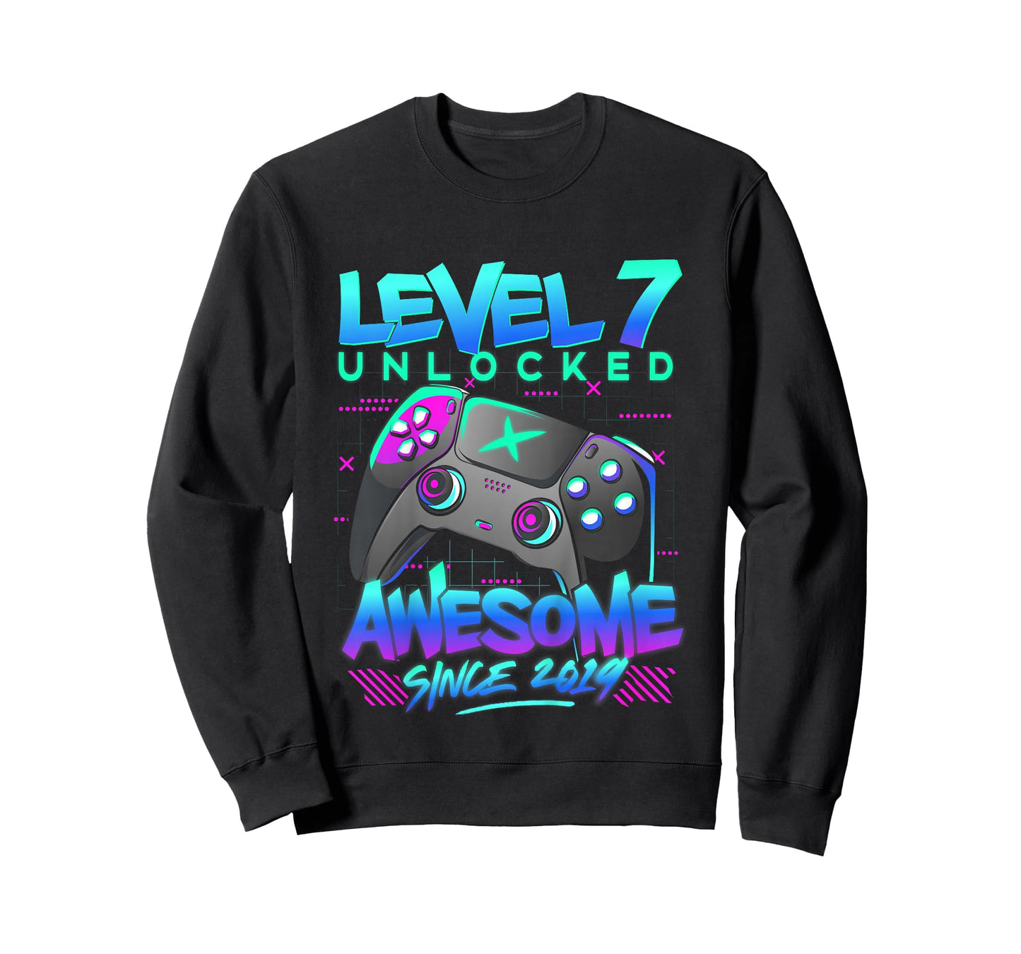 Kids Level 7 Unlocked Awesome Since 2019 7th Birthday Gaming Boy T-Shirt