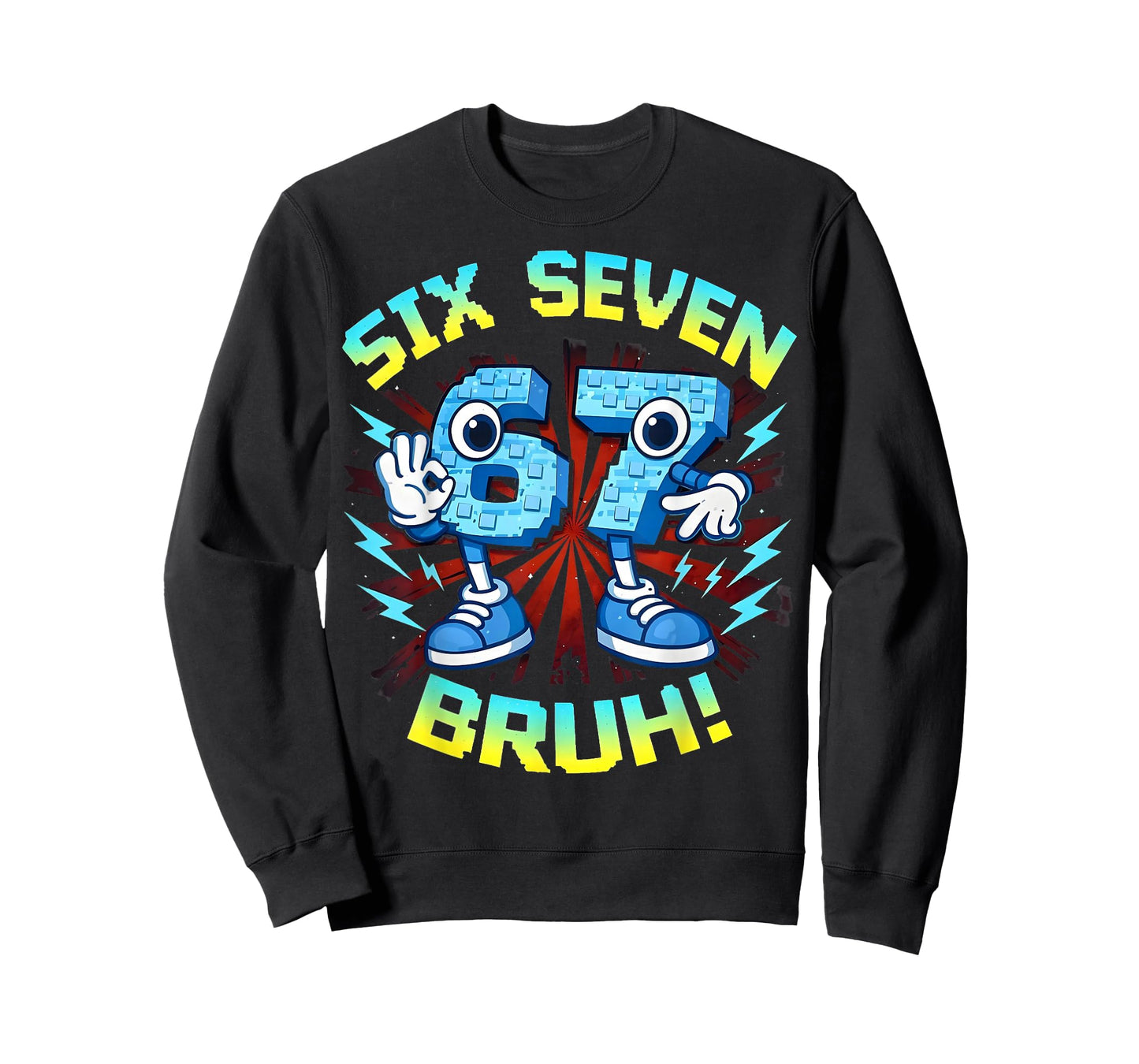 Funny Six Seven Bruh 67 Brainrot Meme Gifts for Boys Kids T-Shirt