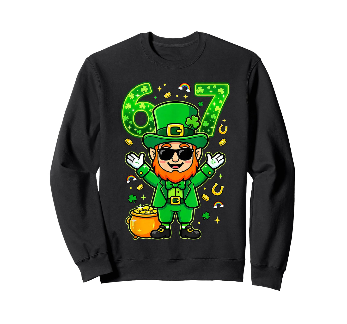 67 Six Seven Funny 6 7 Meme St Patricks Day Leprechaun 67 T-Shirt