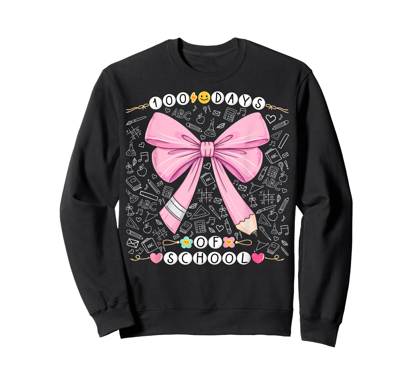 100 Days of School Girls Cute Pencil Coquette Bow Bracelet T-Shirt