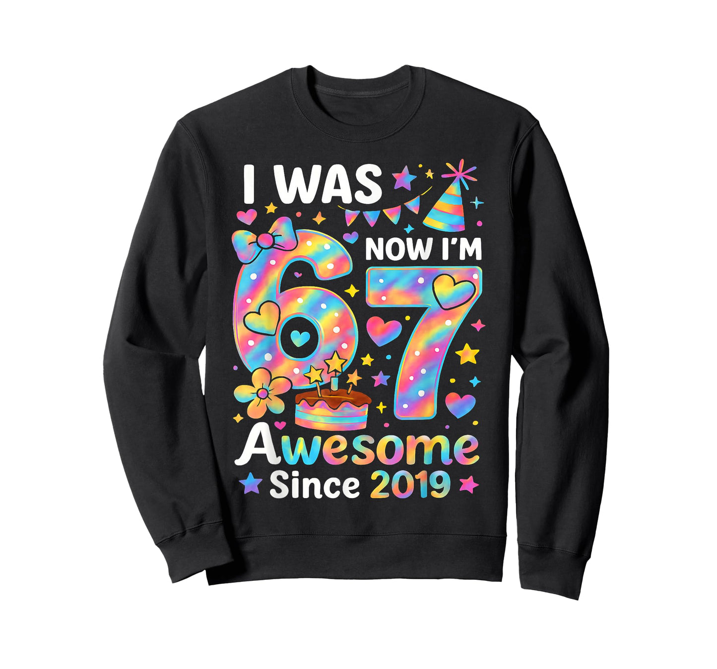I was 6 Now I’m 7 Tie Dye Birthday Awesome Since 2019 Kids T-Shirt