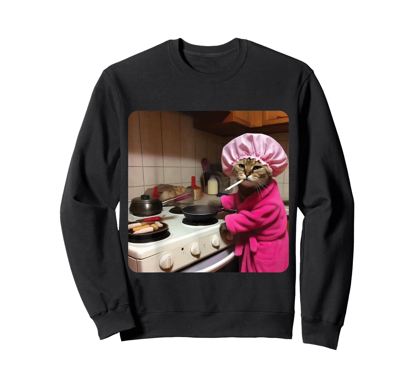 Funny Housewife Cat Gen Z Joke Stupid Brainrot Cat Meme Gift T-Shirt