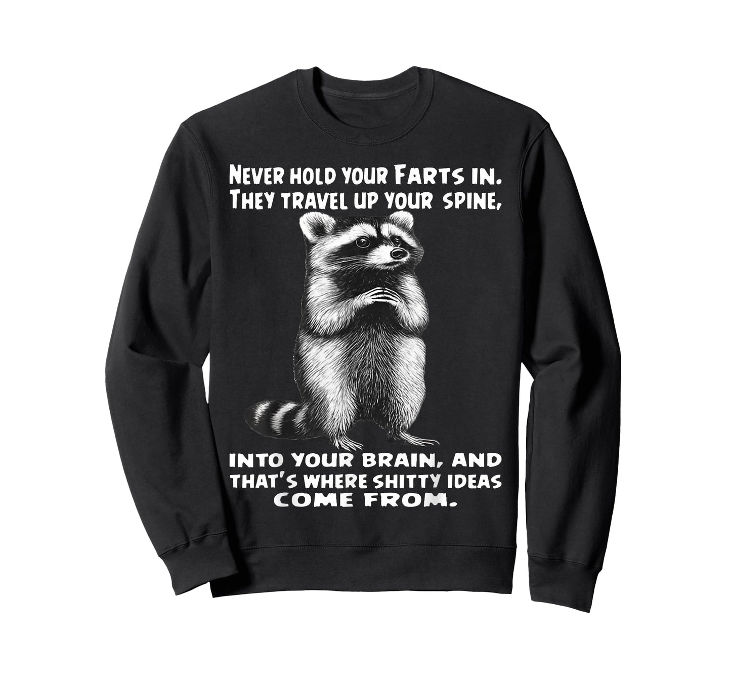 Raccoon Never Hold Your Farts in Into Your Brain T-Shirt