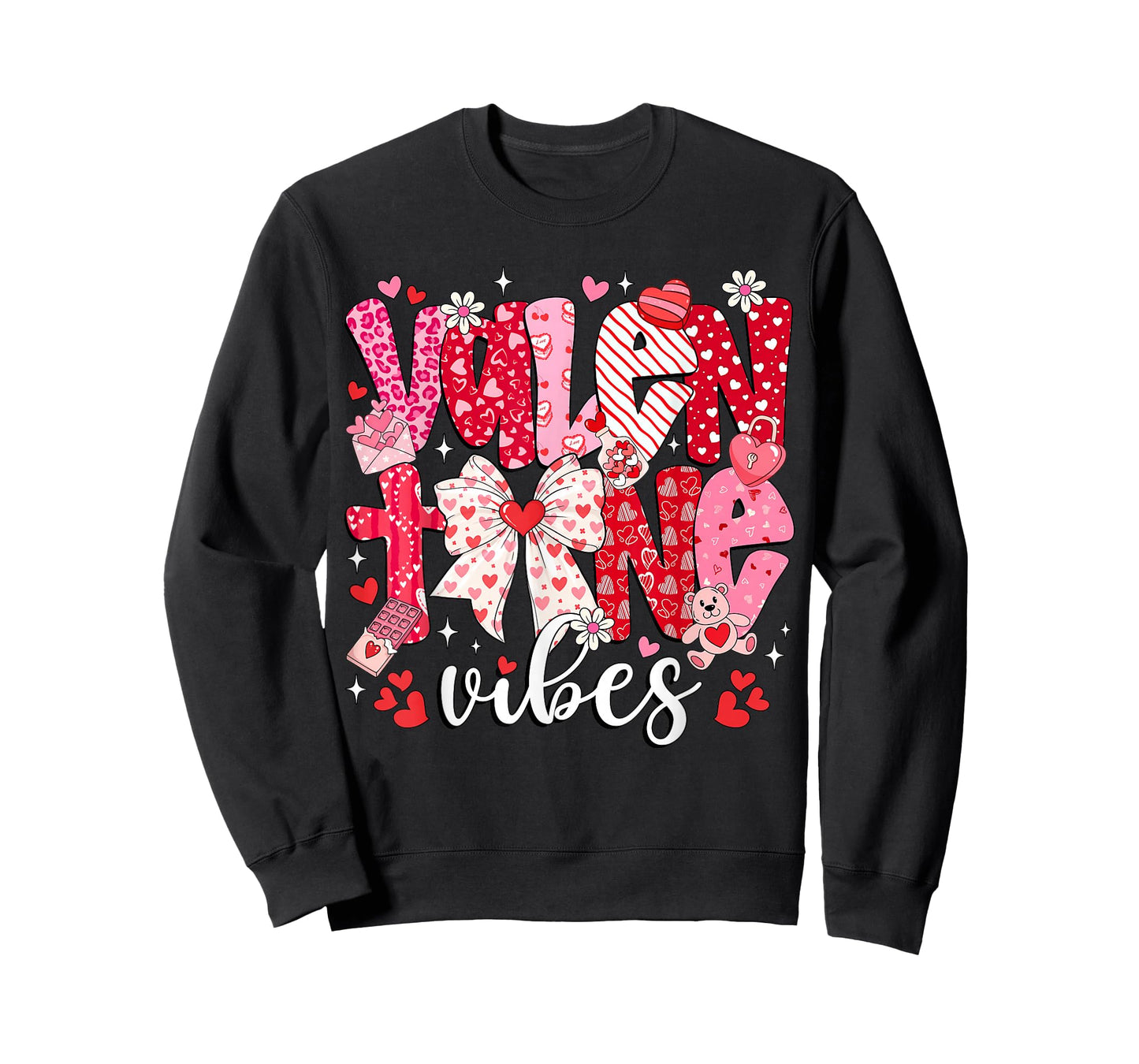 Valentine Vibes Coquette Bow Valentine's Day Pink Women Girl T-Shirt