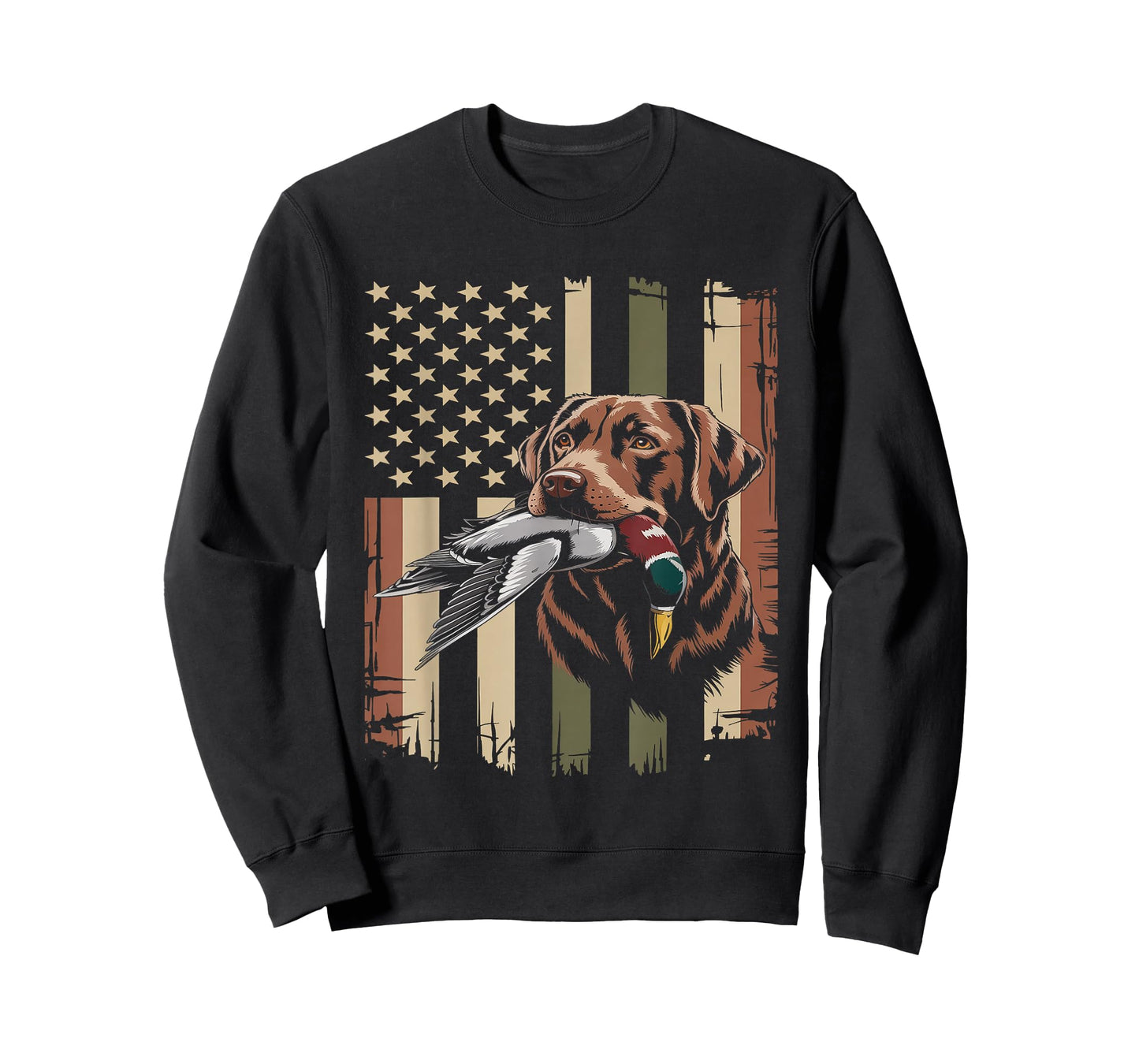 Duck Hunting Labrador American USA Flag Mallard Duck Hunter T-Shirt