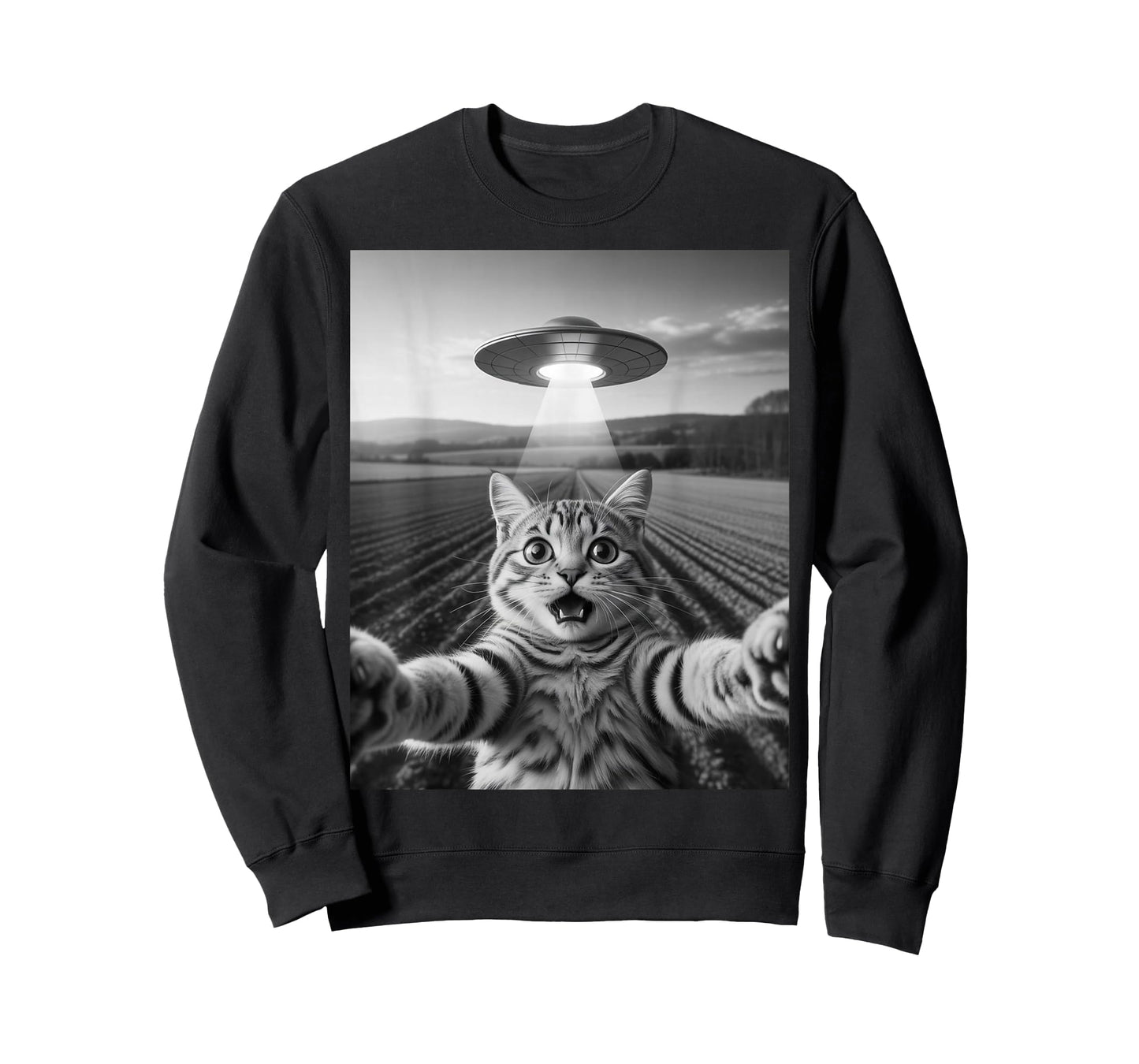 Cat Selfie with UFO Funny Cat for Men Women Kids T-Shirt