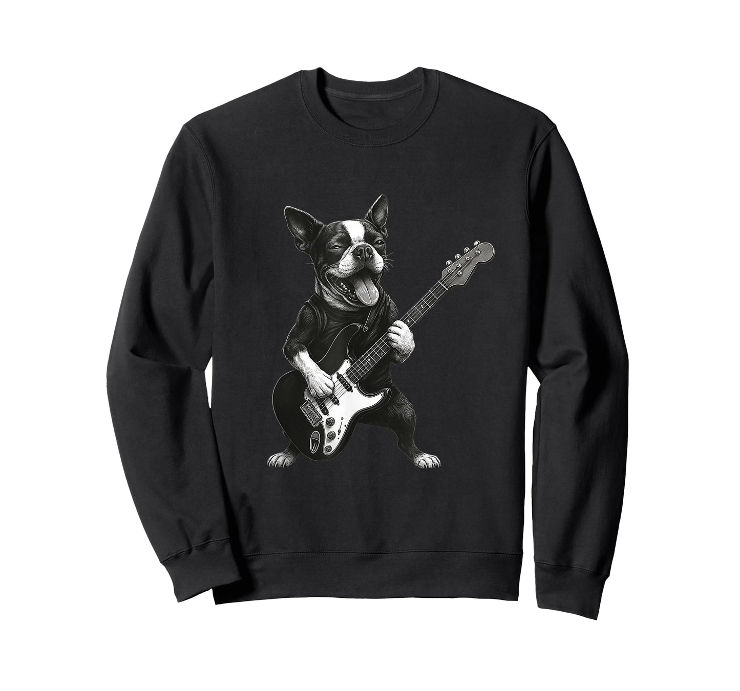 Boston Terrier Playing Guitar Funny Dog Lover T-Shirt