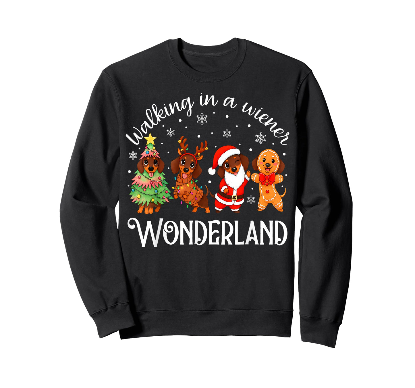 Walking in A Weiner Wonderland Funny Dachshund Christmas T-Shirt