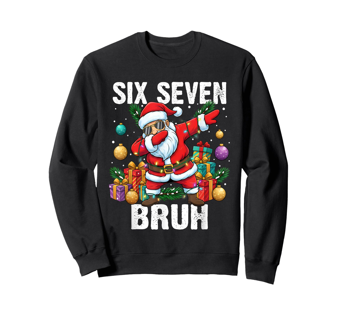 6-7 Bruh Christmas Cool Dabbing Santa Six Seven Meme Boys T-Shirt
