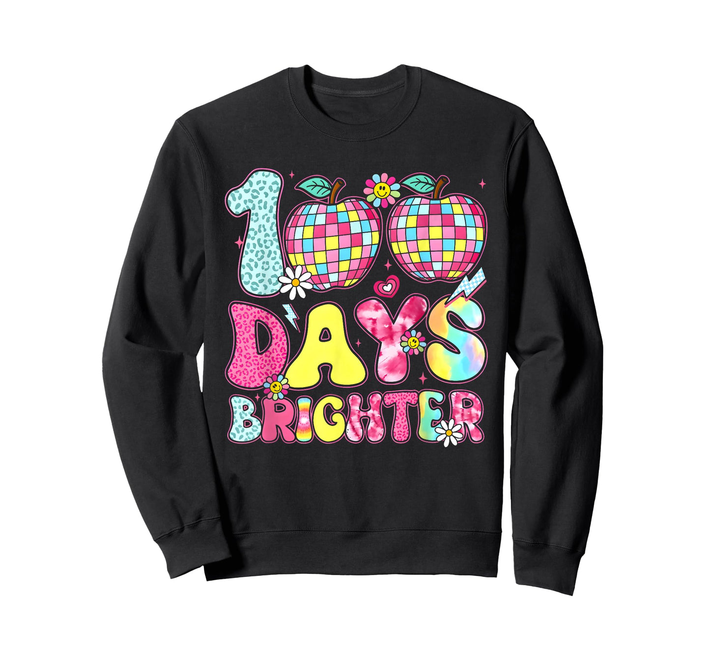 100 Days Brighter Happy 100 Days of School Teachers Kids T-Shirt