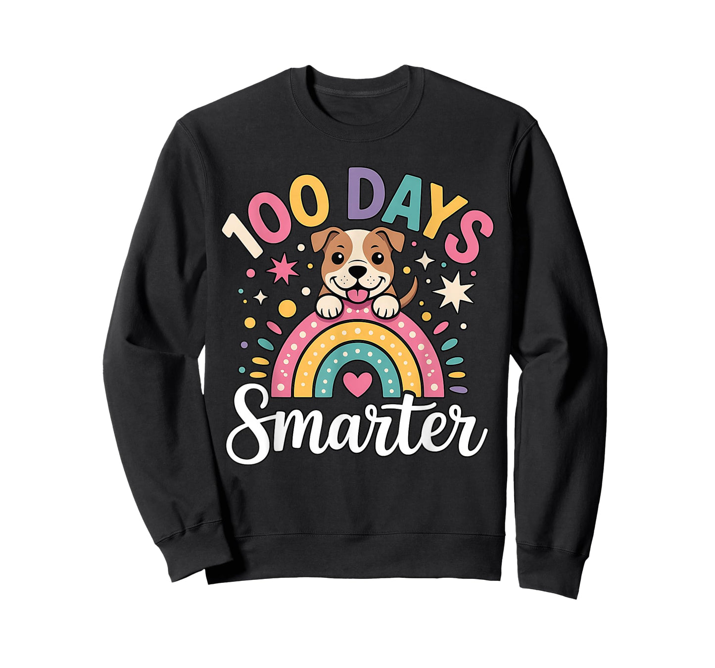 100 Days Smarter Pitbull Dog Rainbow 100th Day of School T-Shirt