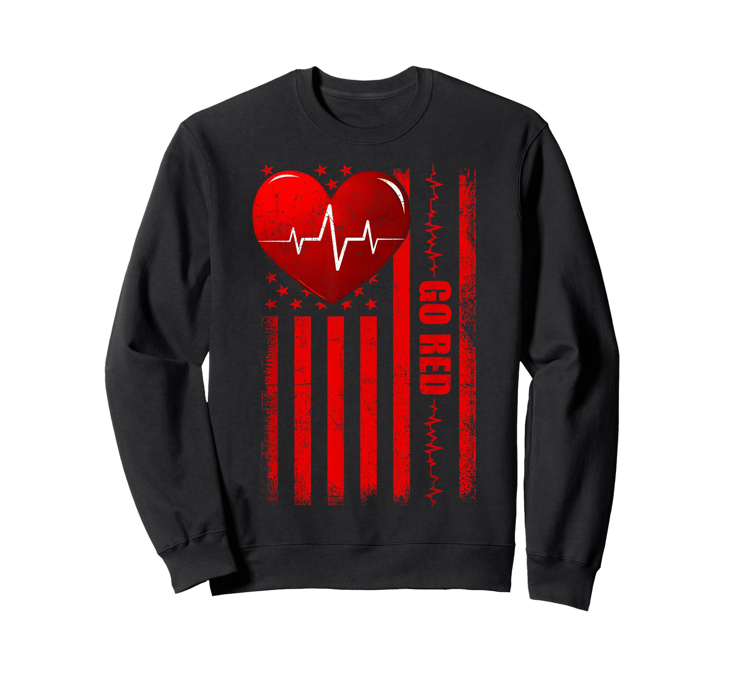 Go Red USA Flag American Heart Disease Awareness Men Women T-Shirt