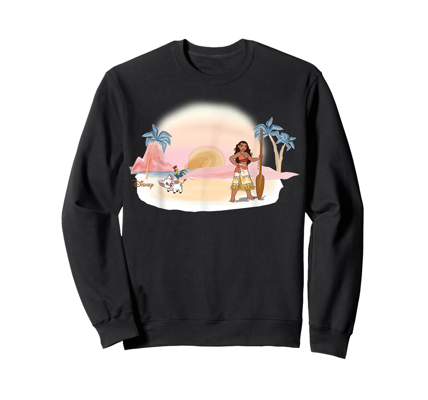 Disney Moana 2 Wayfinder Beach Sunset Watercolor Pastel T-Shirt