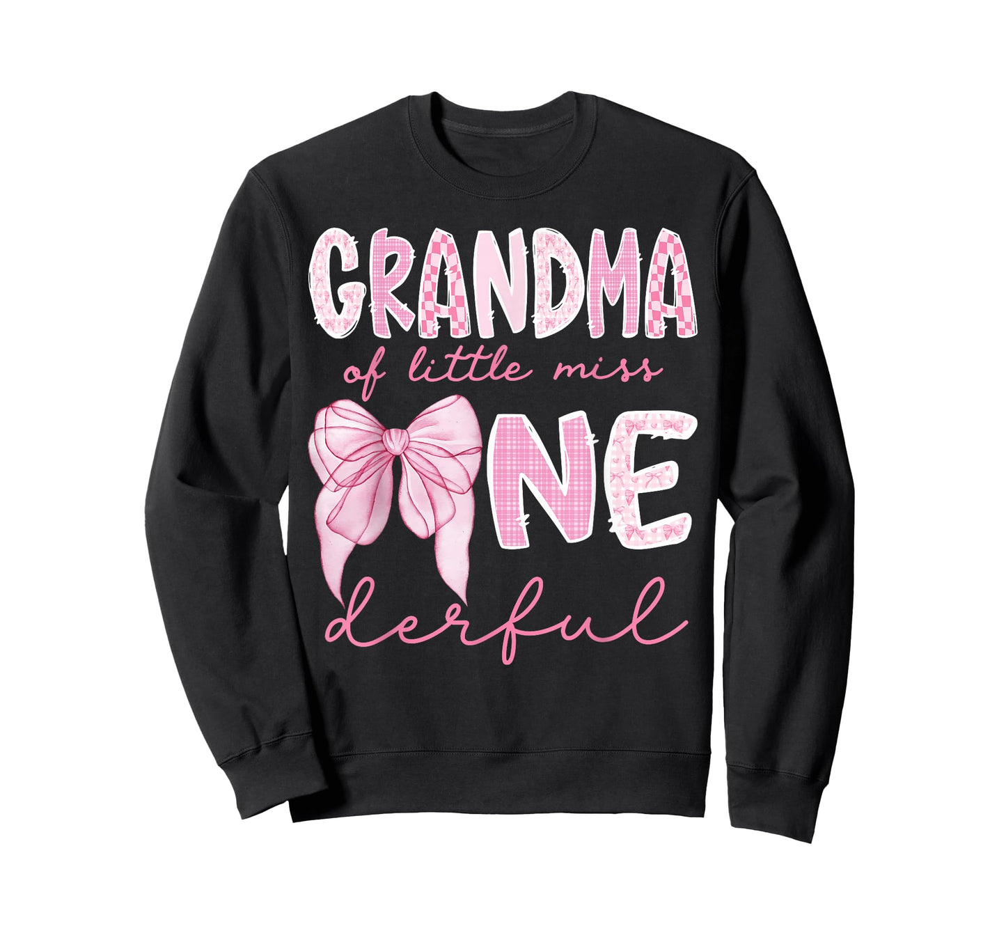 Grandma of Little Miss Onederful First Birthday Girl Bow T-Shirt
