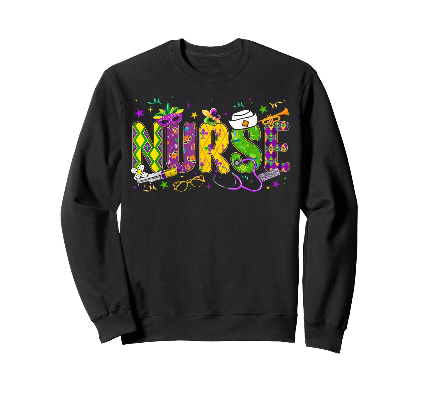 Funny Nurse Mardi Gras Scrub Top Nursing Women Girls Kids T-Shirt