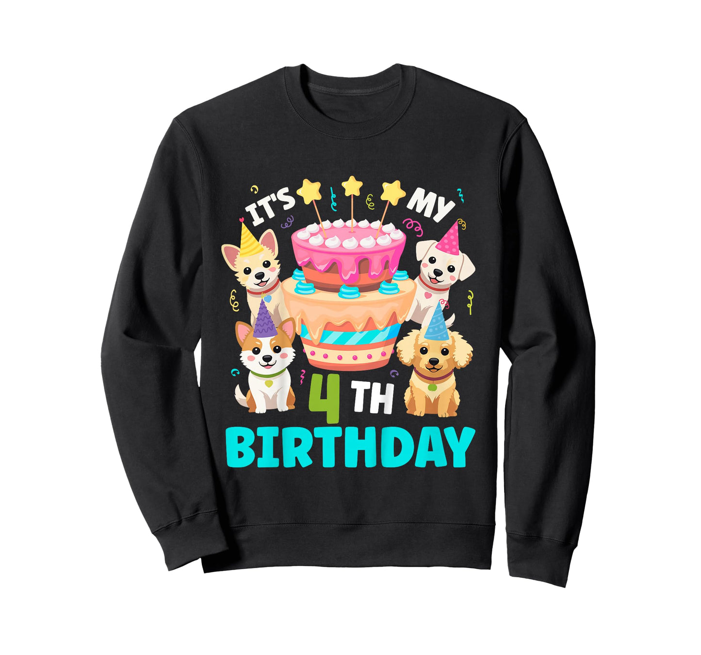4th Dog Birthday Party Four Year Old Puppy Birthday T-Shirt