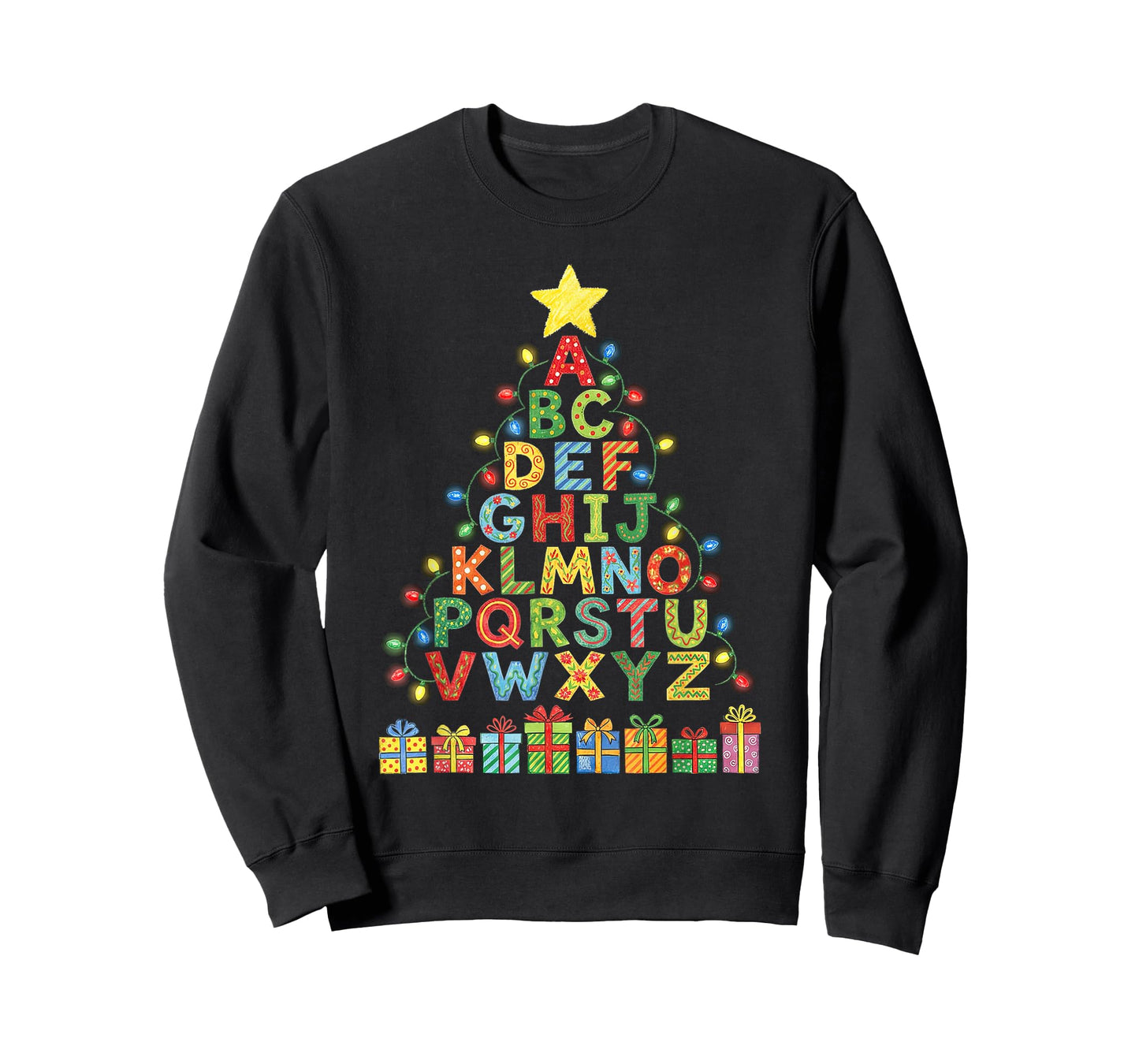 Funny Alphabet Christmas Tree Graphic ABC A-Z Teacher T-Shirt