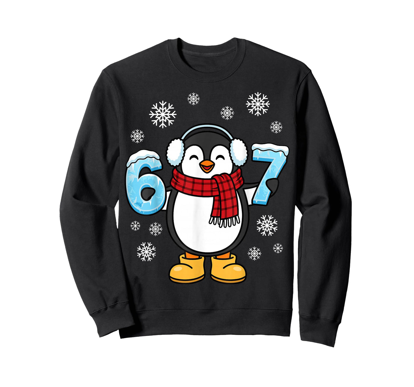 Cute Penguin Ice Number 67 Winter Scarf Earmuffs T-Shirt