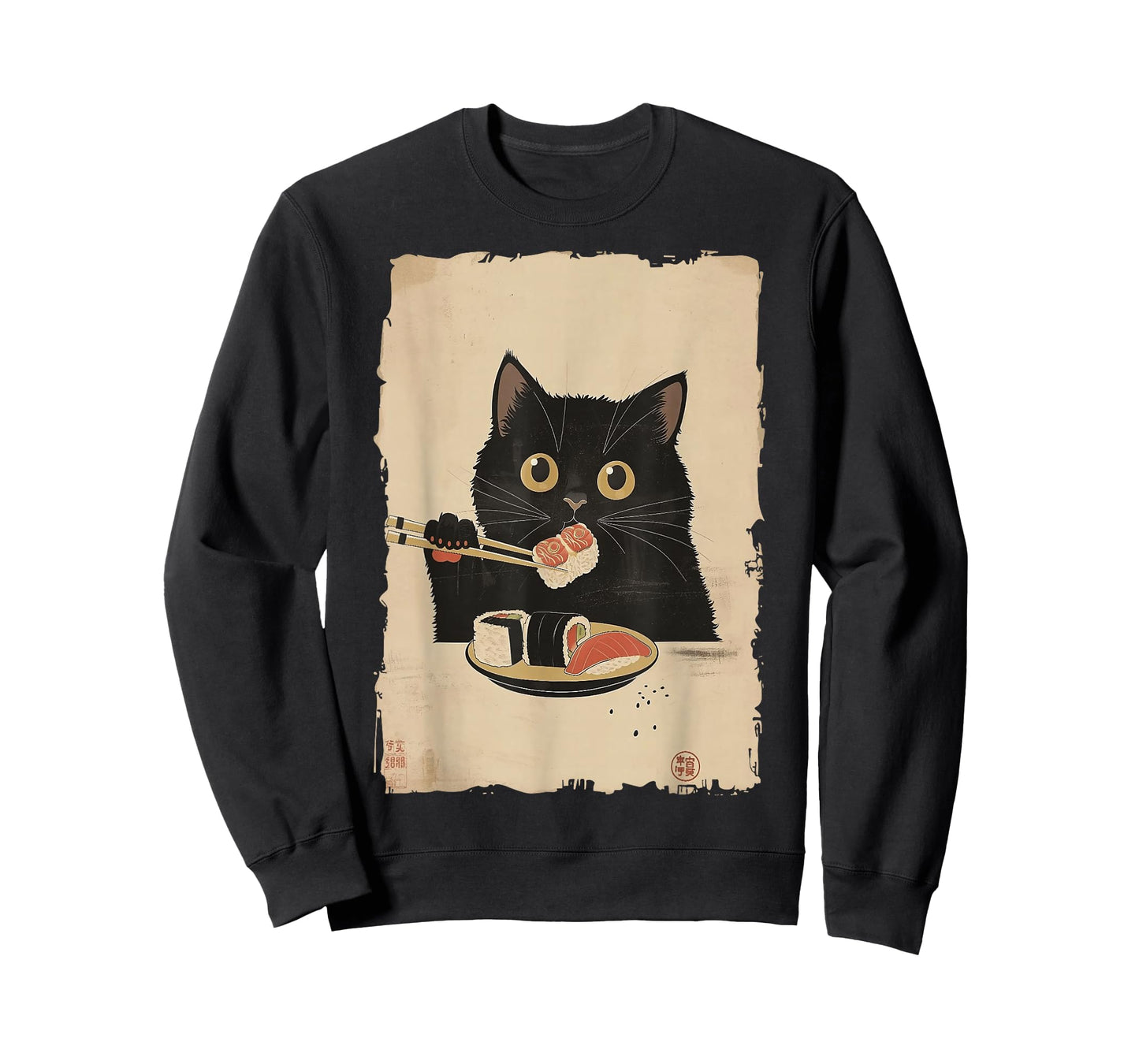 Cat Eating Sushi Funny Japanese Kawaii Cat Anime Lovers Gift T-Shirt