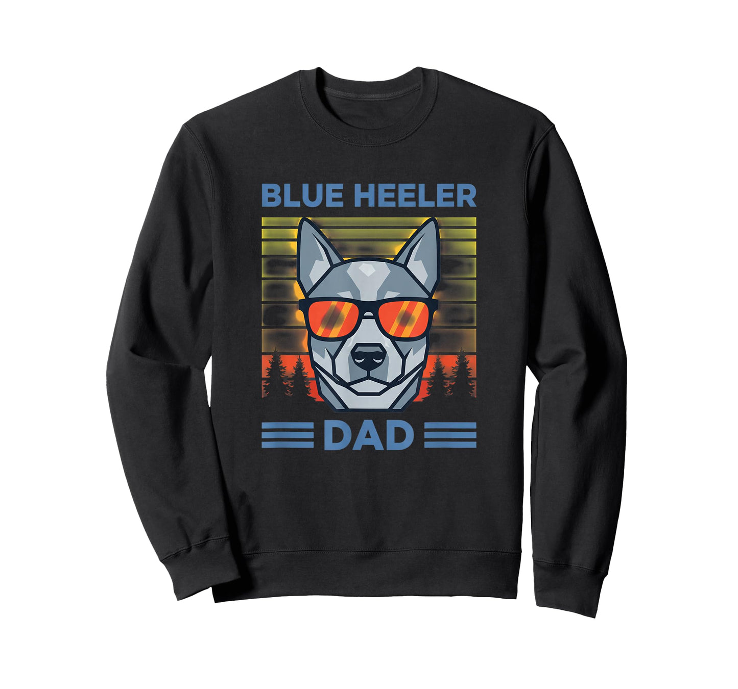 Blue Heeler Dad Dog Retro Head Design T-Shirt