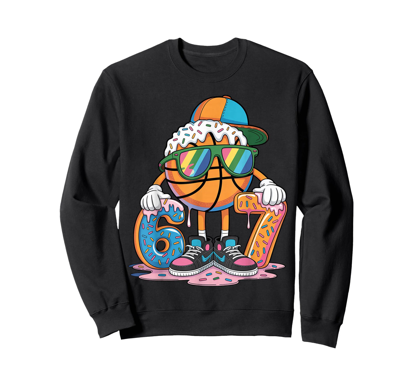 Funny 67 Basketball Ice Cream Drip Six Seven Meme Kids T-Shirt
