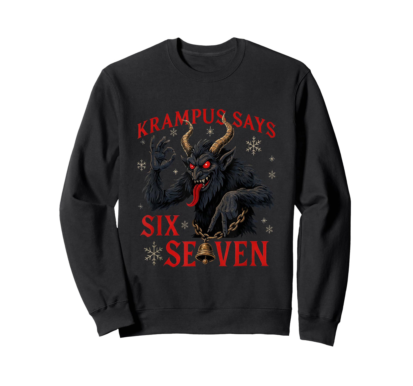 Funny Krampus Says Six Seven 6 7 Meme Christmas Xmas Horror T-Shirt