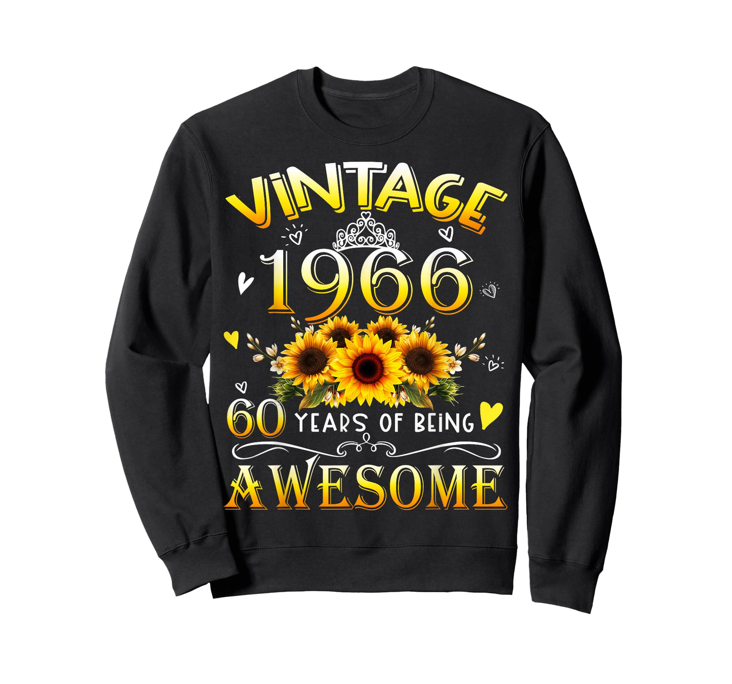 Vintage 1966 Sunflower 60th B-Day 60 Years of Being Awesome T-Shirt