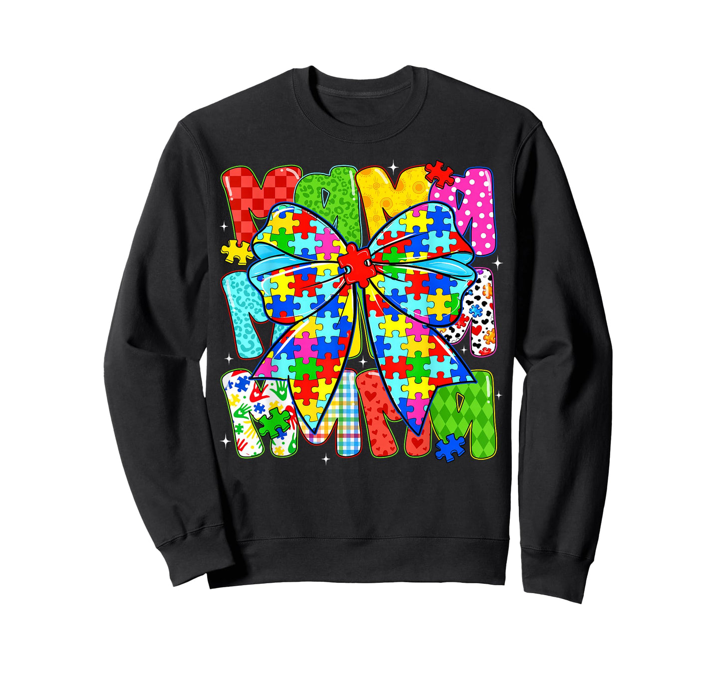 Autism Awareness Mama Puzzle Piece Coquette Bow Ribbon Women T-Shirt