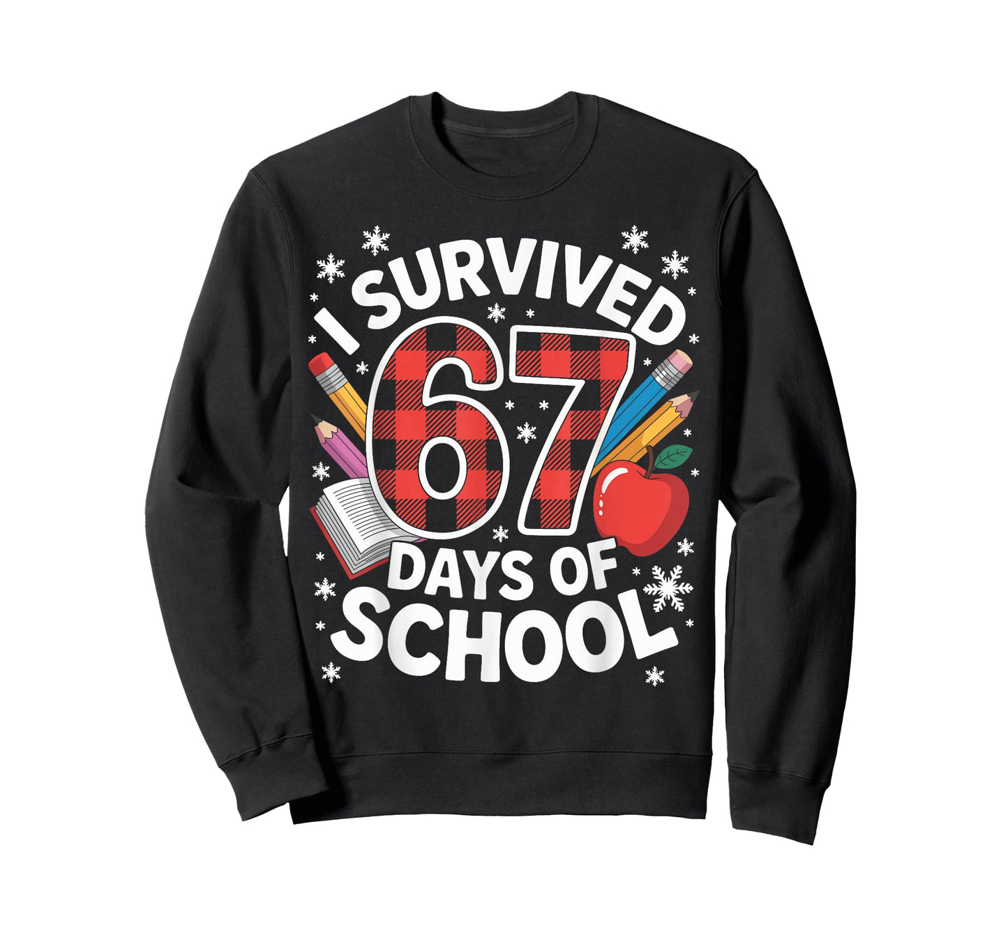 I Survived 67 Days of School Students Plaid Funny Six Seven T-Shirt