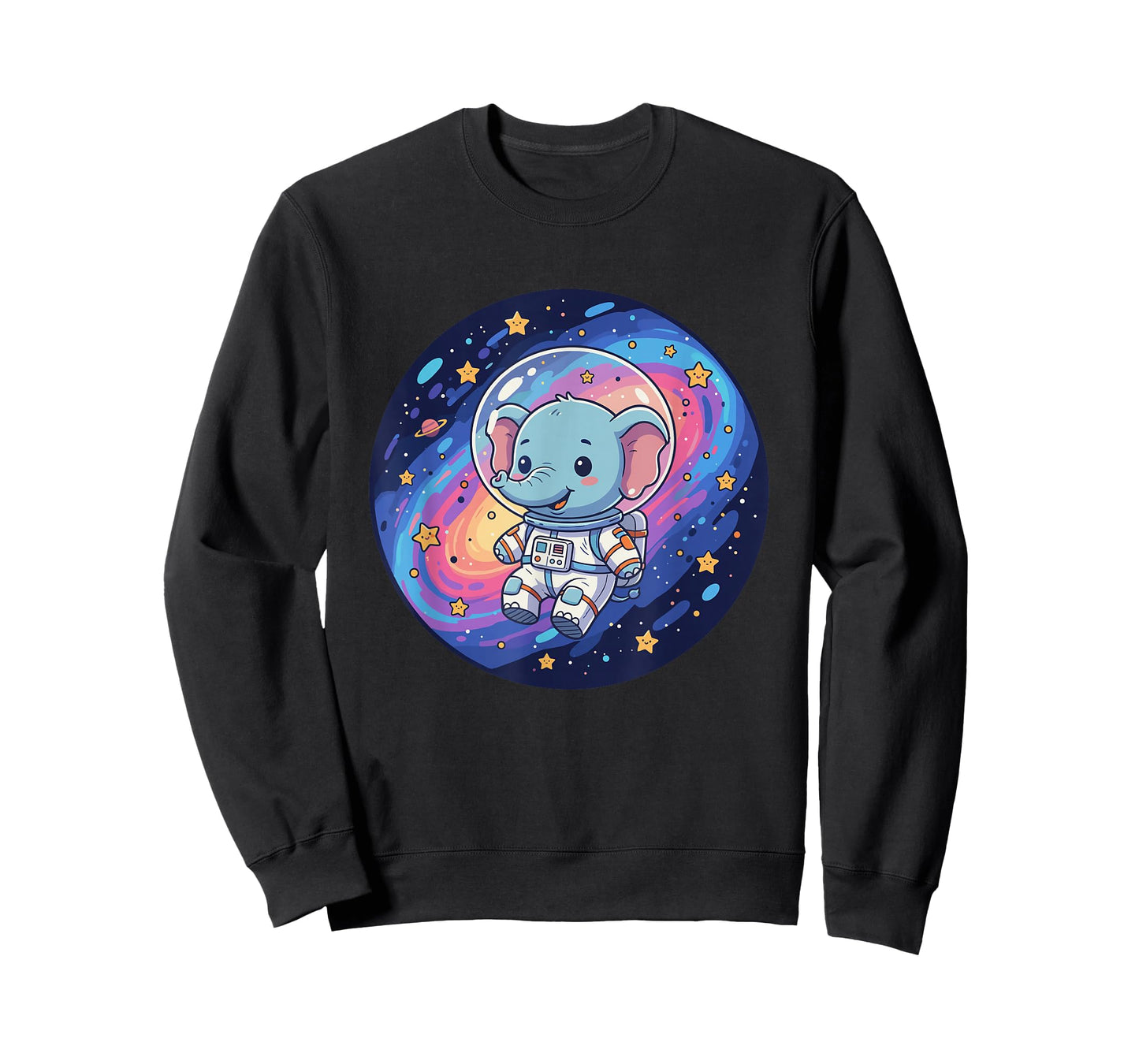 Astronaut Elephant in Colorful Galaxy Space T-Shirt