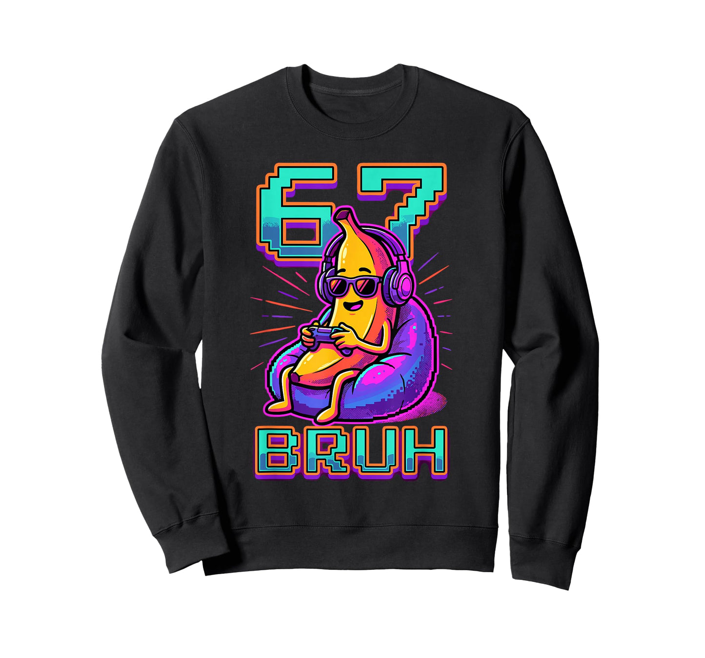 67 Bruh Banana Gamer Funny 6 7 Meme Video Game for Kids Boys T-Shirt