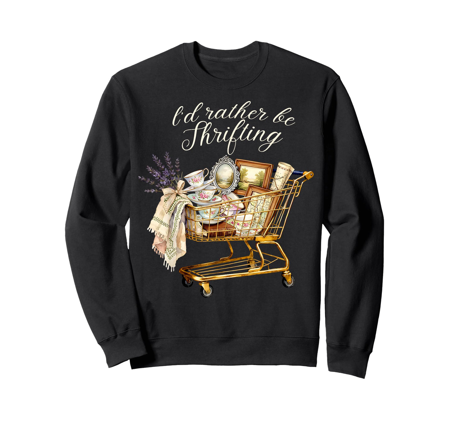 I'd Rather Be Thrifting Vintage Shopping Quote Thrift Lover T-Shirt