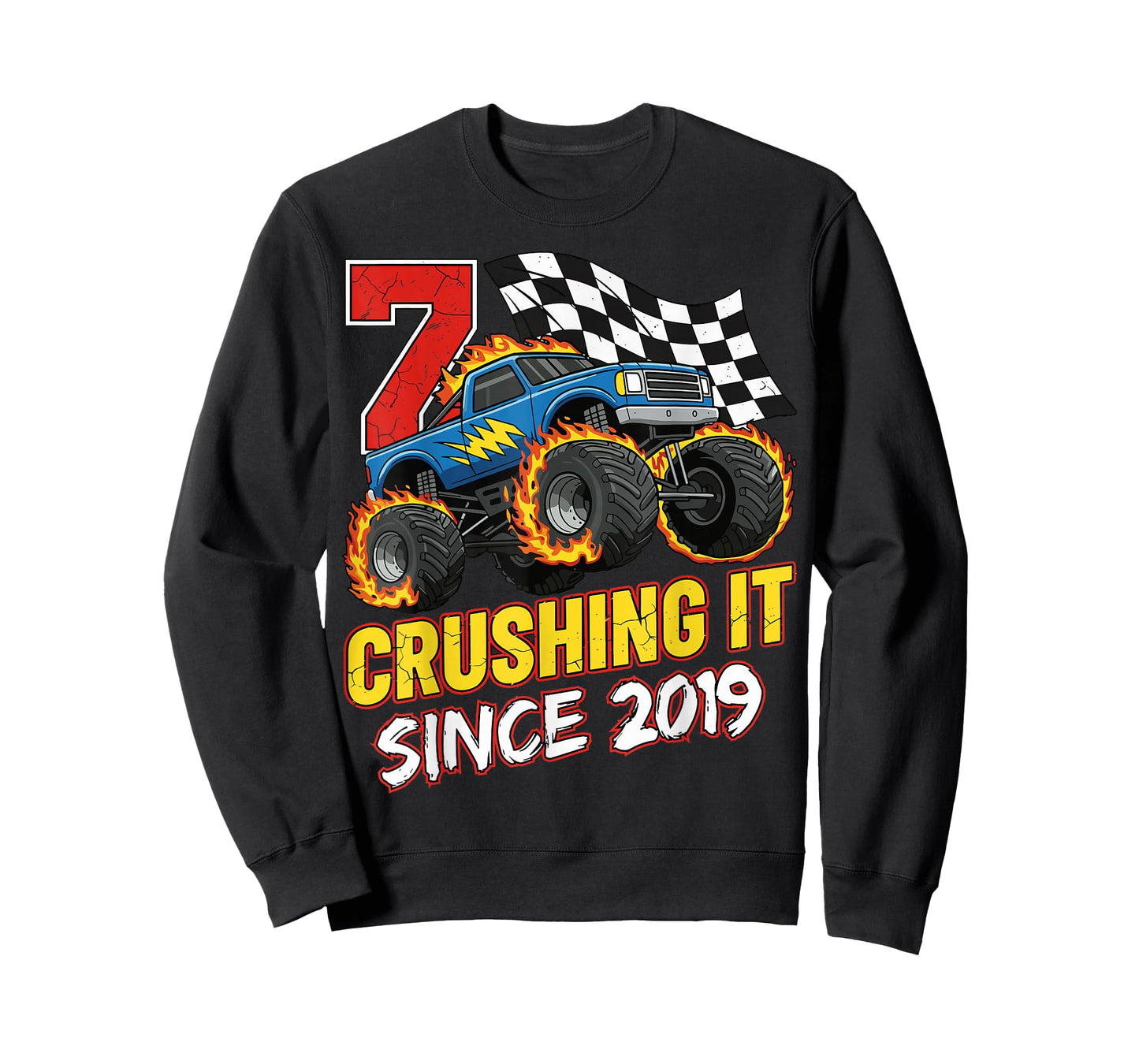 Birthday Monster Truck 7 Year Old Boys 7th Party Born 2019 T-Shirt