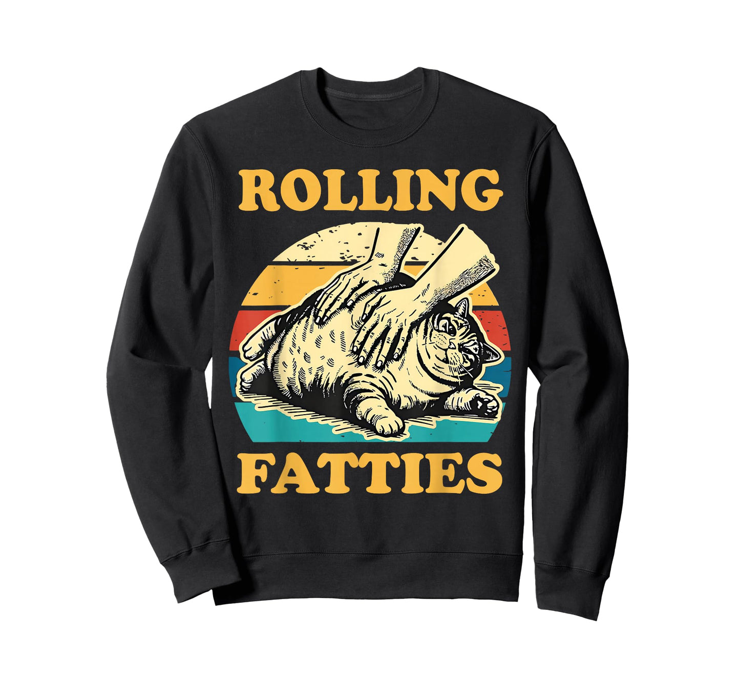 Cat Rolling Fatties Funny T-Shirt for Men Women T-Shirt