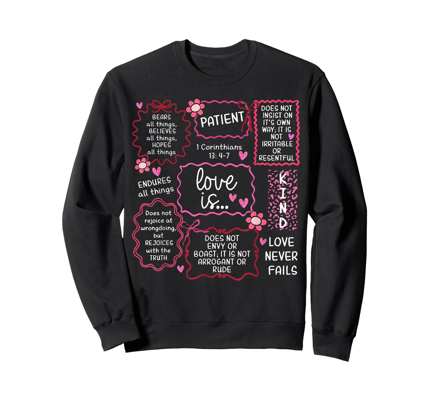 Love Never Fails Heart Christian Valentines Day T-Shirt