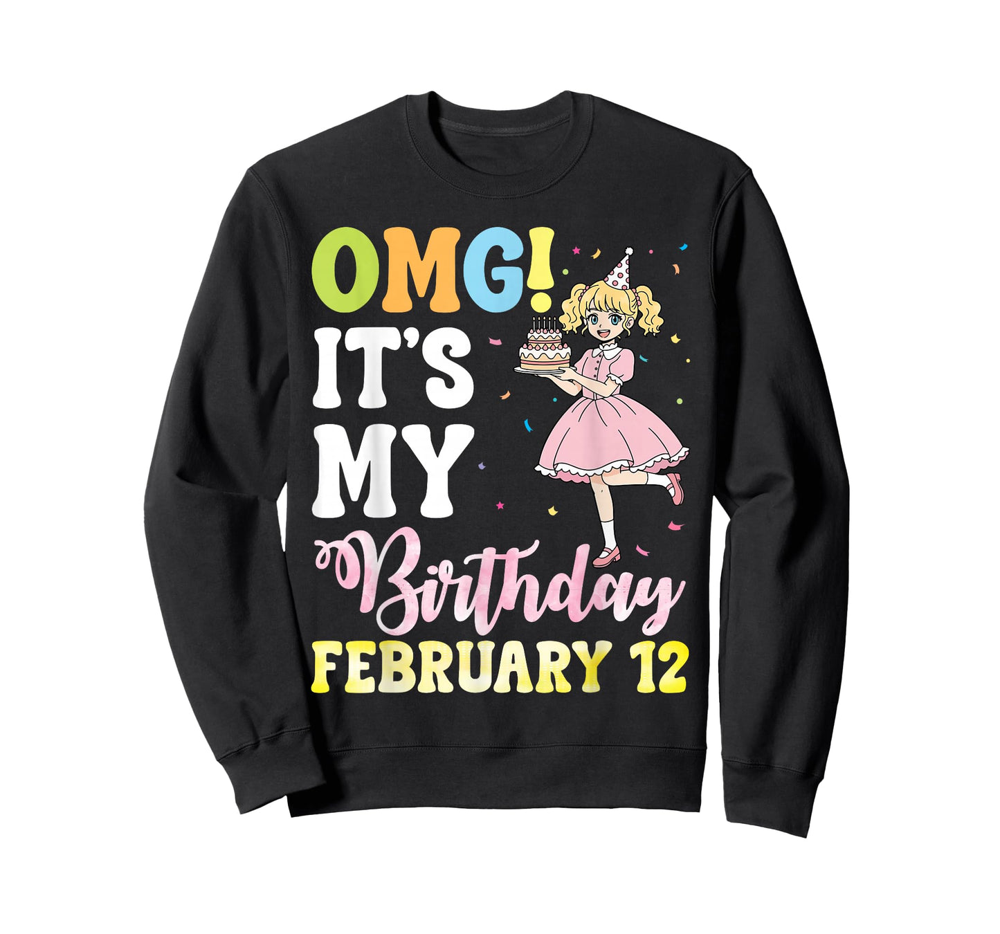 OMG It's My Birthday On February 12 Cute Girl with Presents T-Shirt