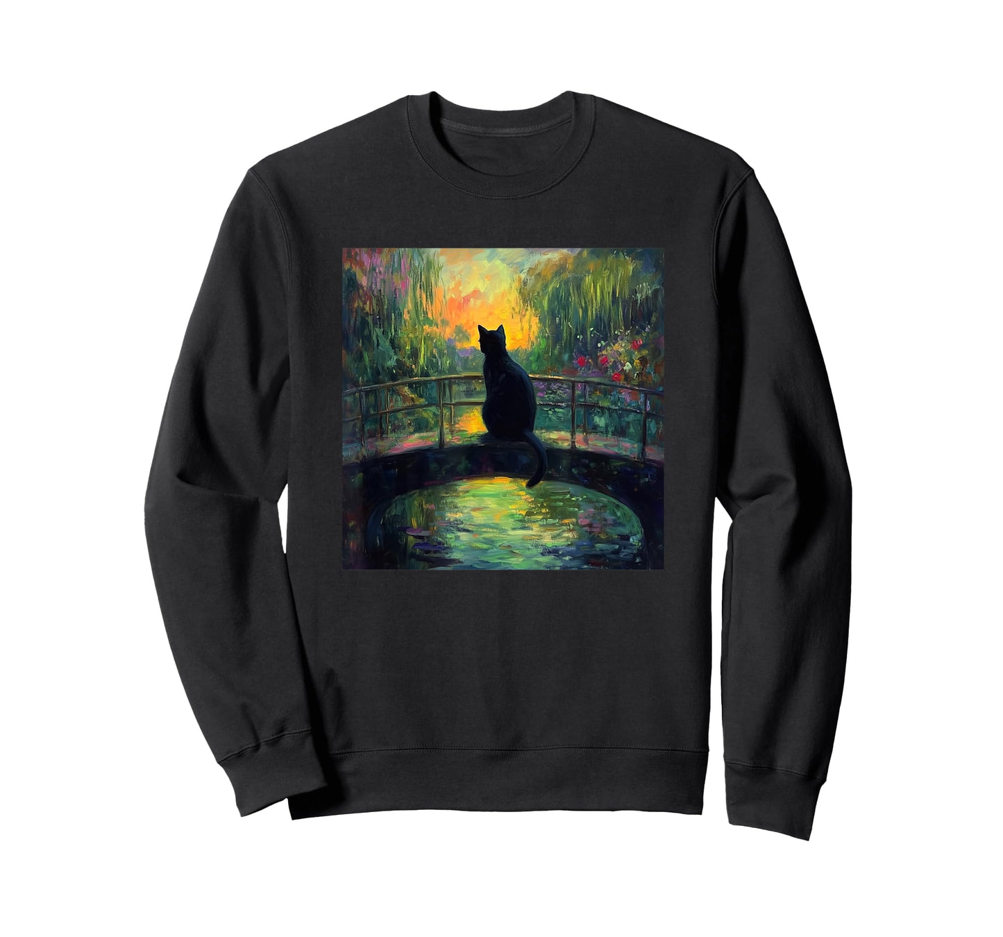 Funny The Japanese Bridge Monet Women Men Girl Boy Cat T-Shirt