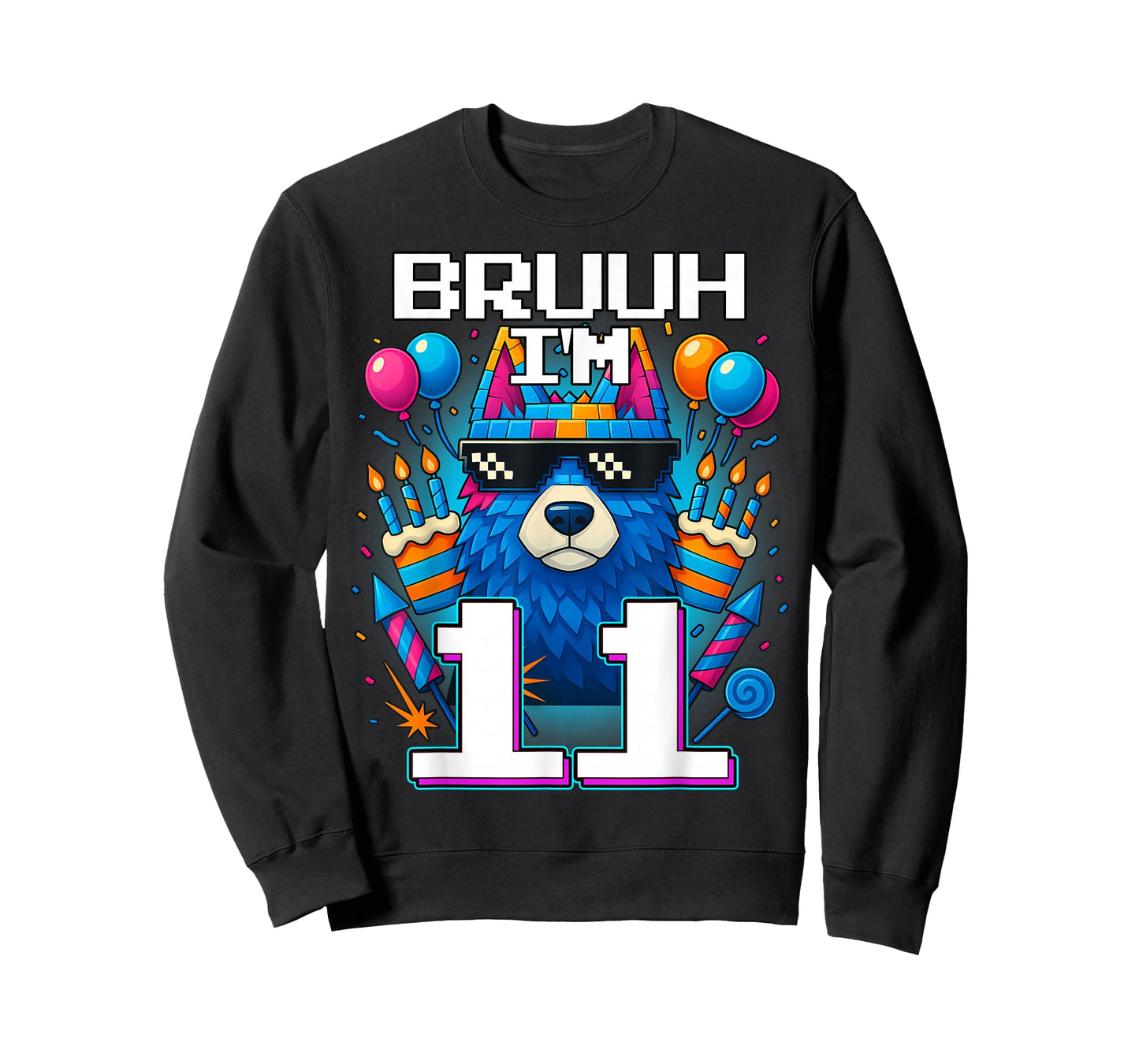 Bruh I'm 11 Years Old 11th Birthday Wolf Boy Family Party T-Shirt