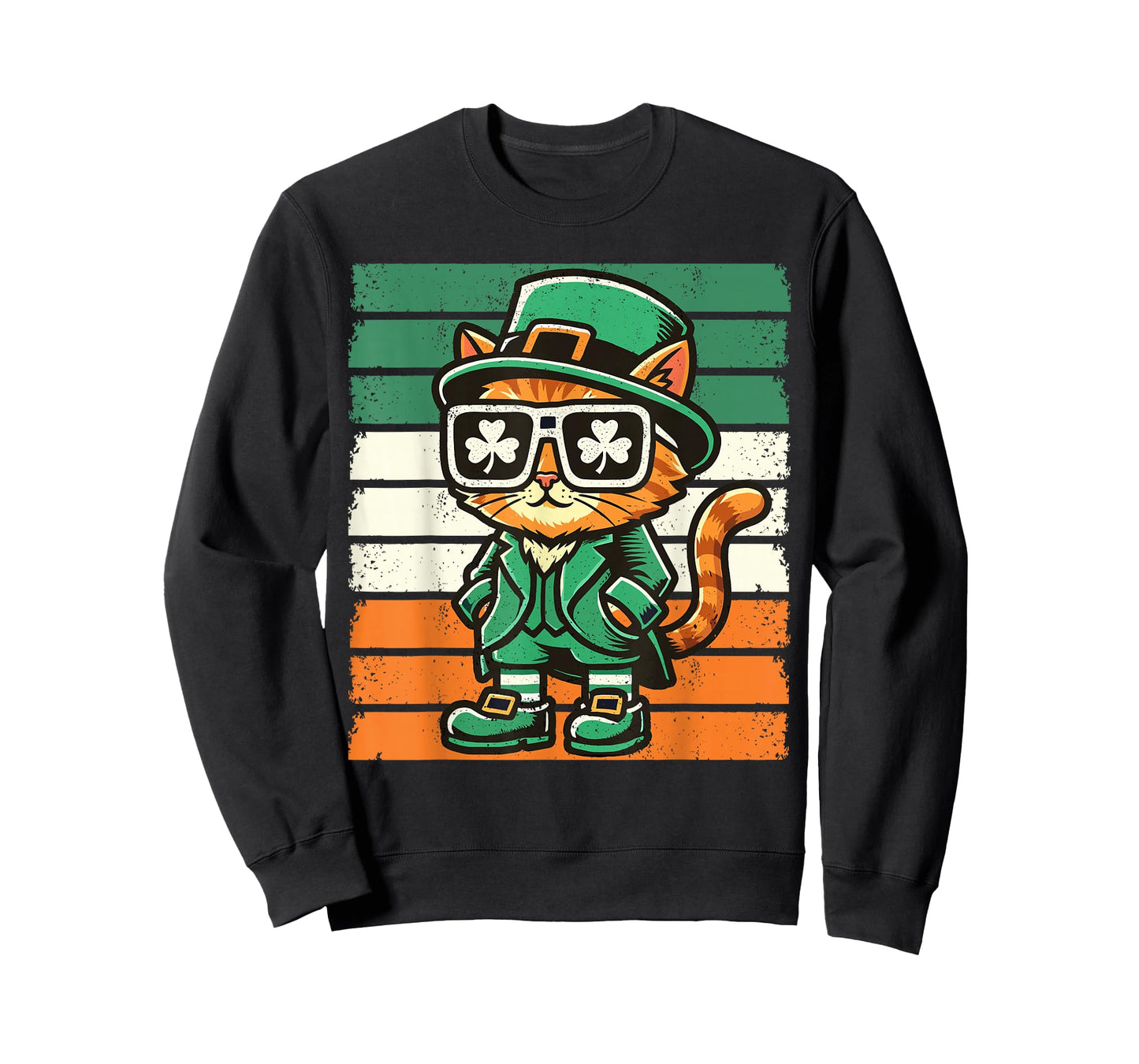 Cat Irish Shamrock Men Women Kids Funny St. Patrick's Day T-Shirt