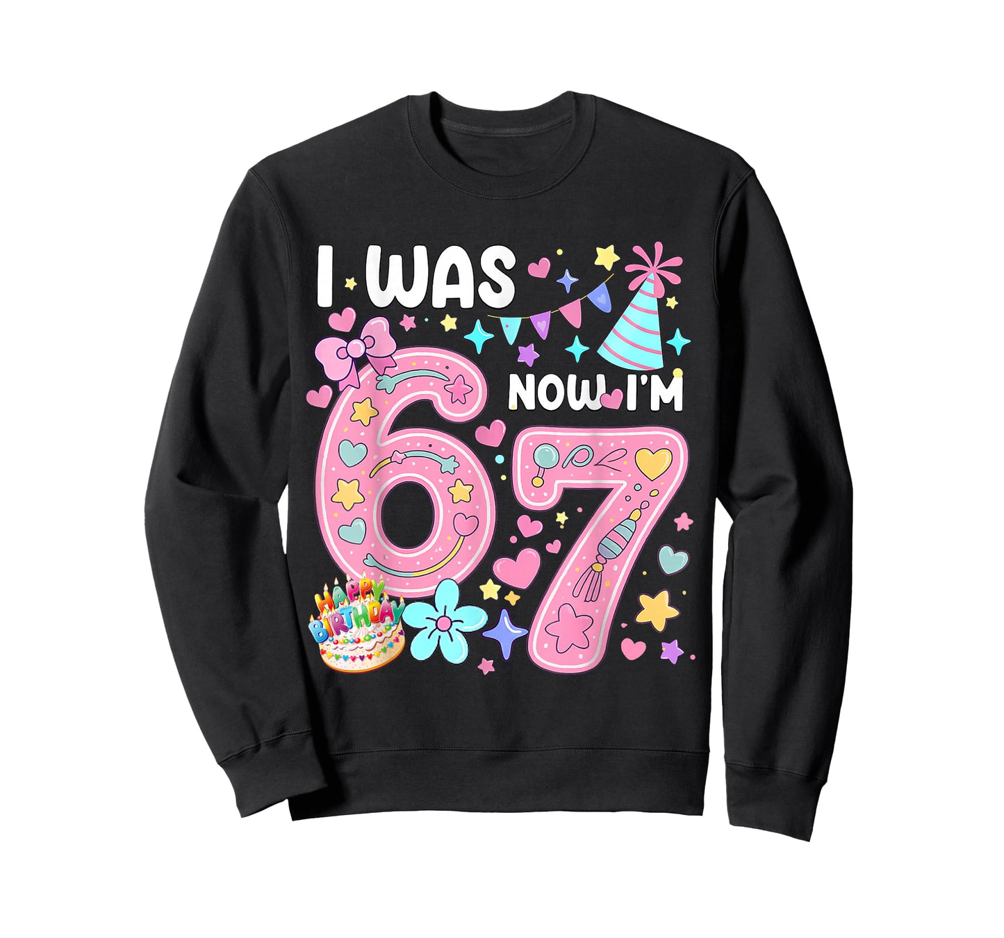 7 Year Old Birthday I was 6 Now I'm 7 67 Meme Funny Kids T-Shirt