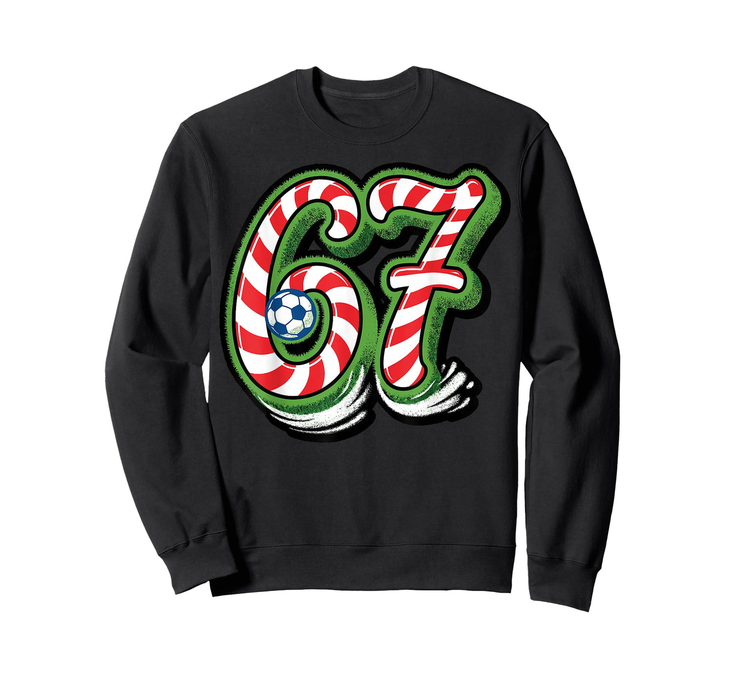 Candy Cane 67 Soccer Ball Christmas Funny Sports T-Shirt